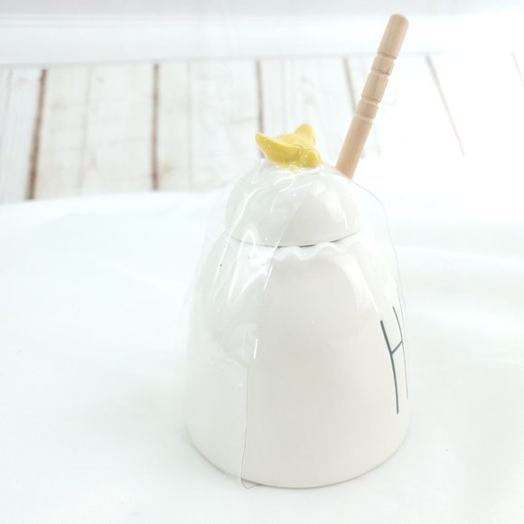 Rae Dunn By Magenta Artisan Collection White Ceramic Farmhouse Honey Pot - Picture 3 of 10